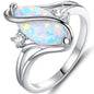 Oval-Cut White Fire Opal and Cubic Zirconia S Ring - Size: 10