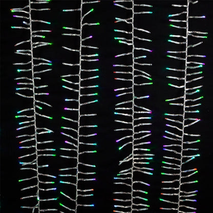 16' 480-Light Twinkle 3MM LED Color Changing Cluster Garland With Clear Wire