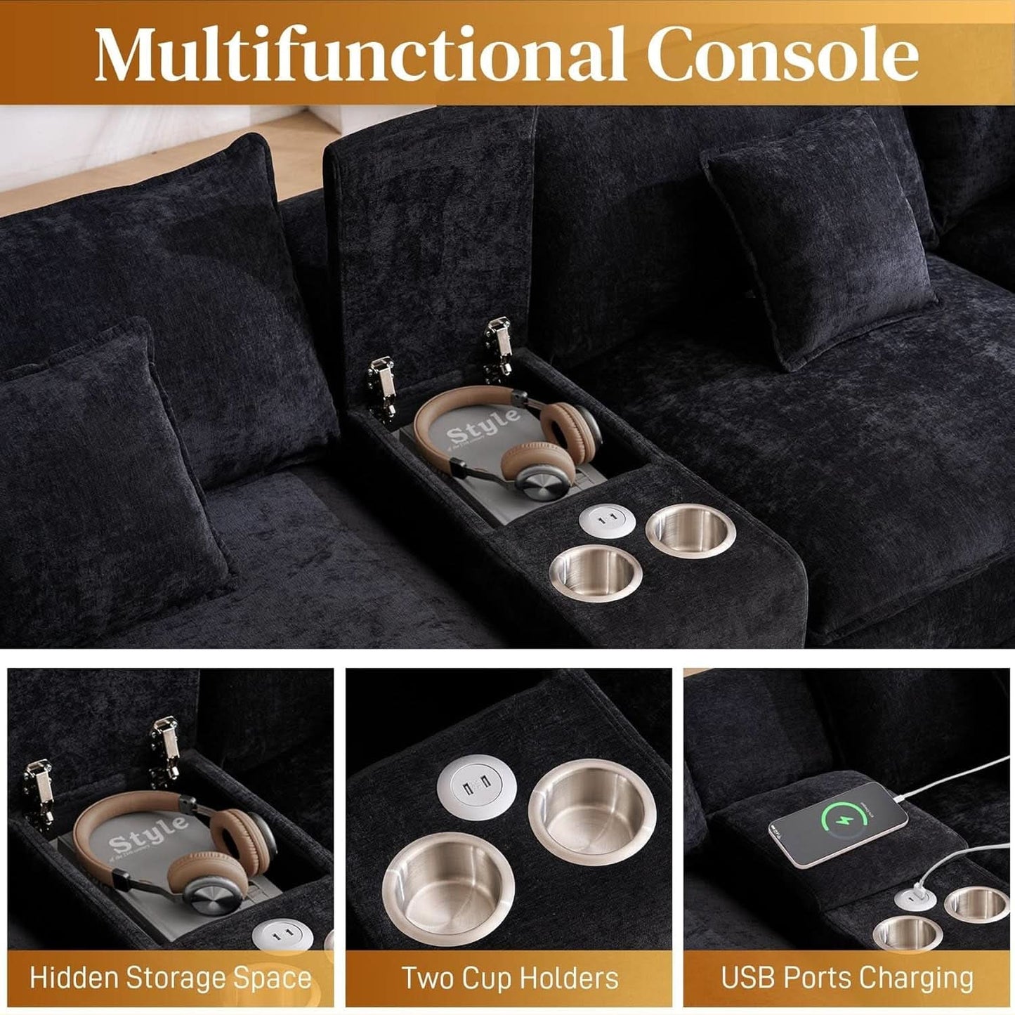 Oversized U Shape Cloud Sectional Sofa with Ottoman