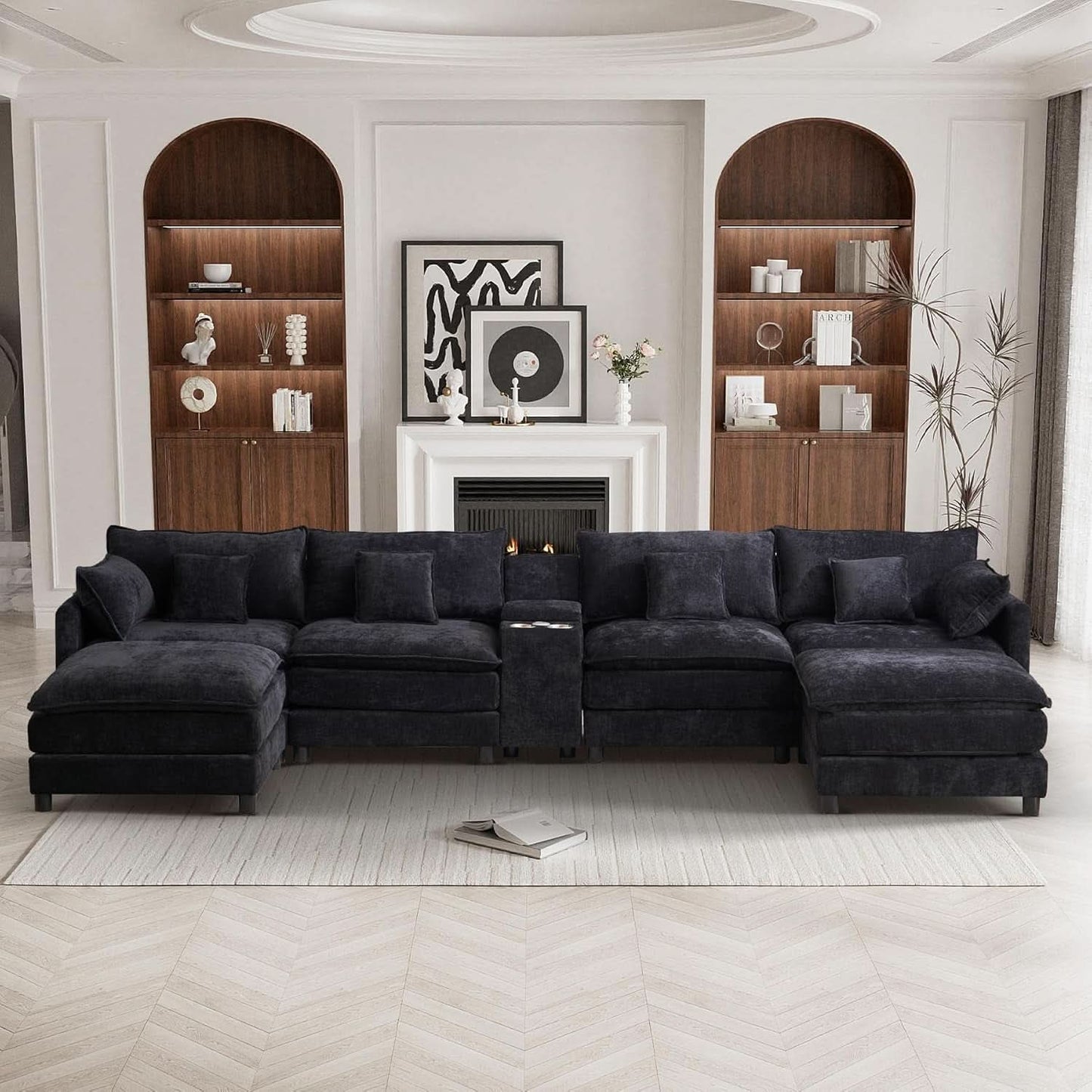 Oversized U Shape Cloud Sectional Sofa with Ottoman