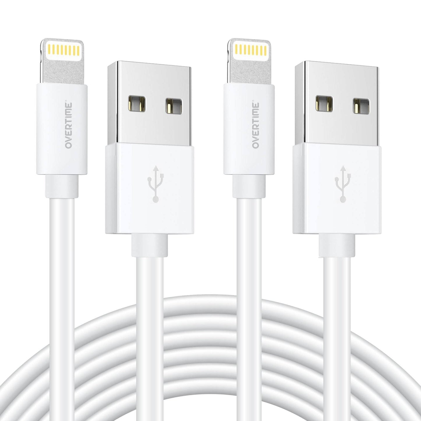 Overtime Apple MFi Certified Lightning Cable 10ft with Dual USB Wall Charger Adapter