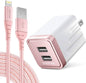Overtime Apple MFi Certified Lightning Cable 6ft with Dual USB Wall Charger Adapter