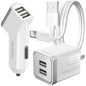 Overtime Home and Car Complete Charging Kit: Fast Wall & Car Chargers + Durable Lightning Cable