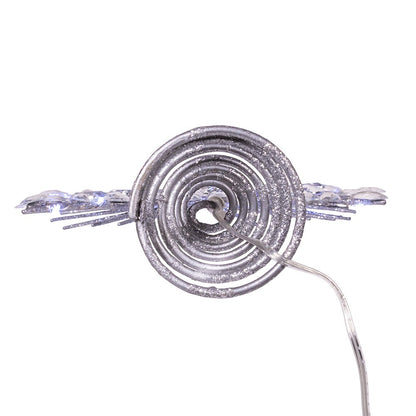 11.75" Lighted Silver Glittered Snowflake Treetop