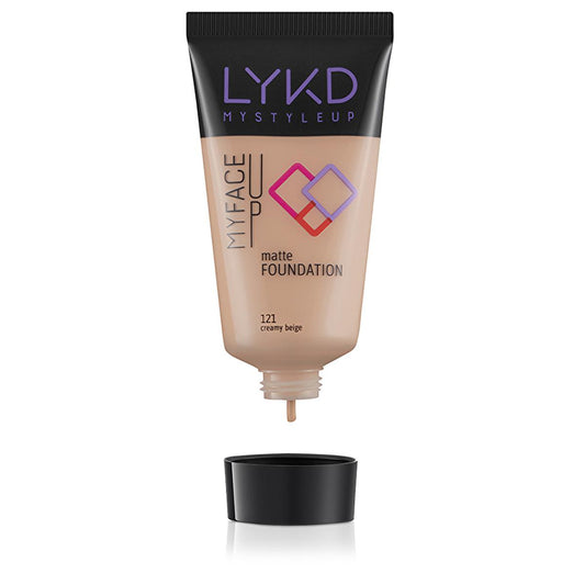 LYKD Matte Foundation 121 Creamy Beige - Long-Lasting, Matte Finish Makeup for Everyday Wear