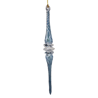 Frosted Blue Swirl Spire Ornament