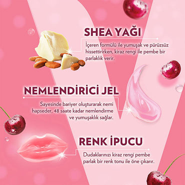 Vaseline Cherry Blush Lip Care - 48 Hour Moisturizing Lip Balm with Shea Butter for Dry, Chapped Lips