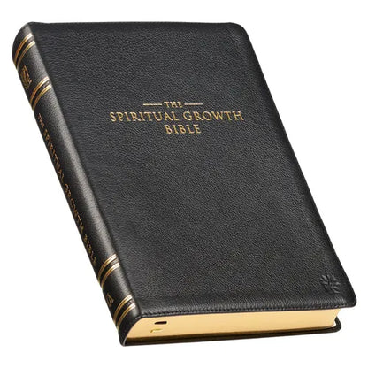 The Spiritual Growth Bible, Study Bible, NLT - New Living Translation Holy Bible, Premium Full Grain Leather, Black - Leather