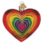 Rainbow Heart Glass Blown Ornament