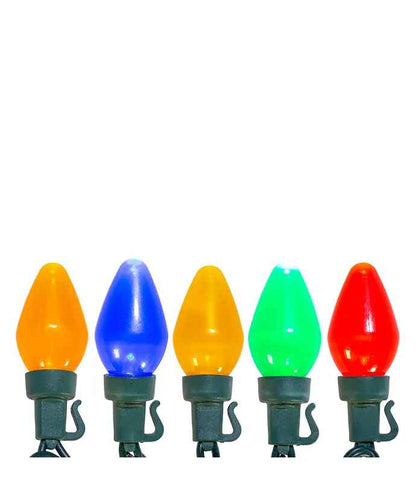 25-Light Multi-Color Pearl LED C7 Light Set With Green Wire