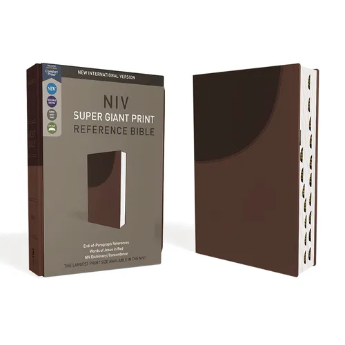 Niv, Super Giant Print Reference Bible, Leathersoft, Brown, Red Letter, Thumb Indexed, Comfort Print - Imitation Leather