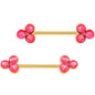 14G 9/16 Pink Gem Gold Tone Barbell Nipple Ring Set