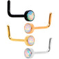 White 3mm Synthetic Opal Anodized Press Fit L Shaped Nose Ring 4 Pack Set