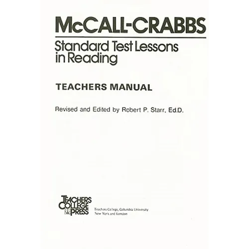 McCall-Crabbs Standard Test Lessons in Reading, Teachers Manual/Answer Key - Paperback