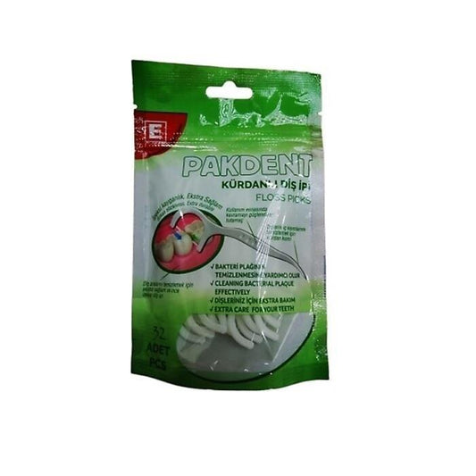 Pakdent Dental Floss with Picks 32 Count - Silk Smooth, Extra Strong for Effective Oral Hygiene