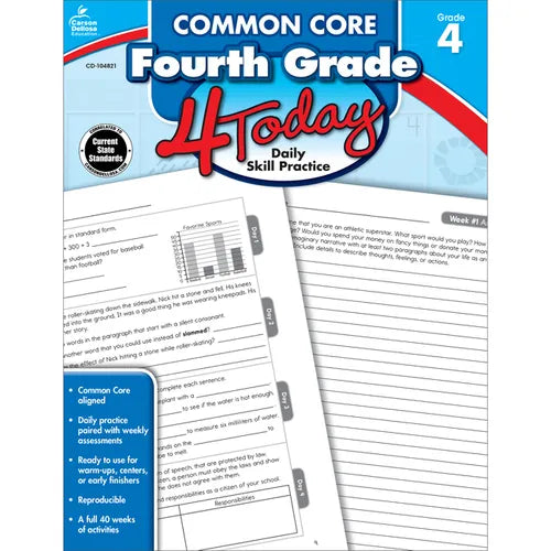 Common Core Fourth Grade 4 Today: Daily Skill Pracitce Volume 1 - Paperback