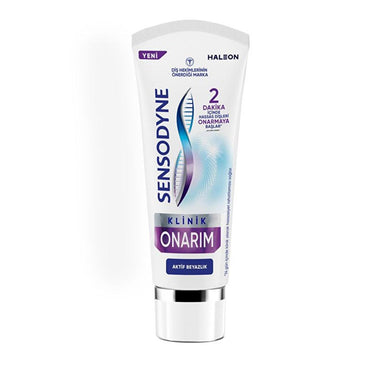 Sensodyne Sensitive Teeth Toothpaste - Klinik Onarım, Aktif Beyazlık, 2.54 fl oz
