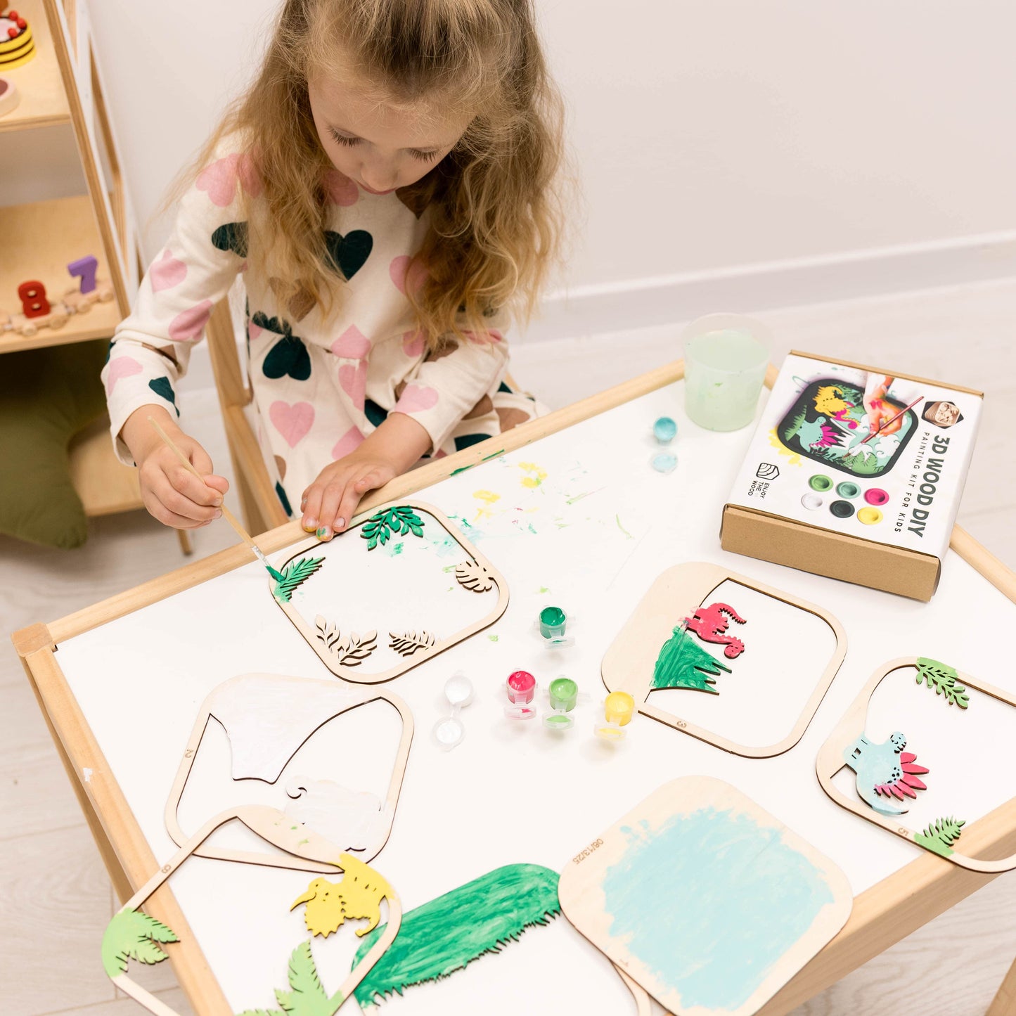 3D DIY Wood Painting Kit for Kids – Dino