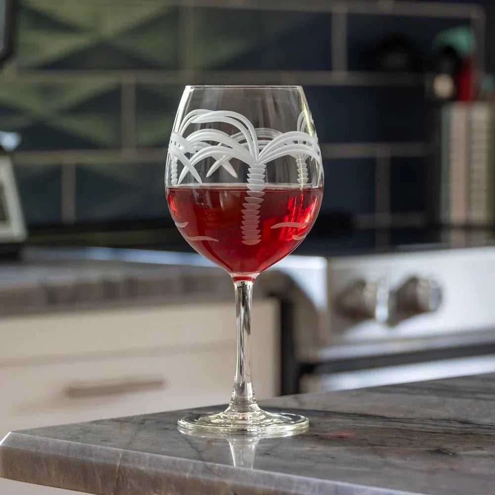 Palm Tree Etched Glassware