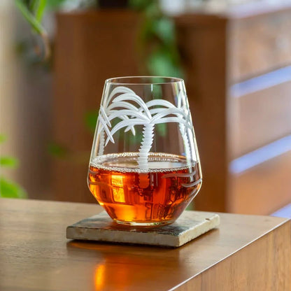 Palm Tree Etched Glassware
