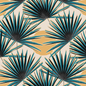 Palm Deco Wallpaper, blue and orange
