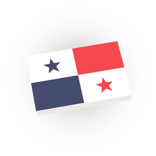 Panama Country Flag - Custom Printed - Made Using a LEGO Tile