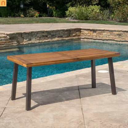 Outdoor Dining Set Acacia Wood Wicker Teak Cream Cushions Stackable