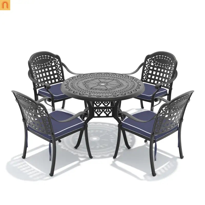 5-Piece Outdoor Patio Set Cast Aluminum Black