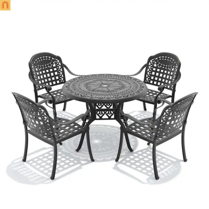 5-Piece Outdoor Patio Set Cast Aluminum Black