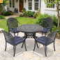 5-Piece Outdoor Patio Set Cast Aluminum Black