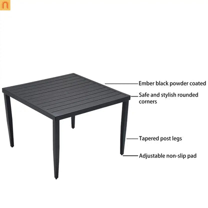 Outdoor Dining Set Aluminum Black 5 Piece 4 Swivel Rockers 40in Table