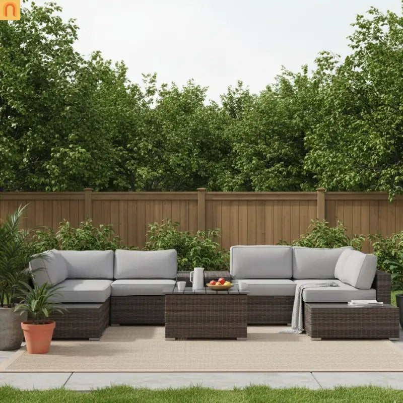 Outdoor Sectional Wicker 4 Person 148" Wide
