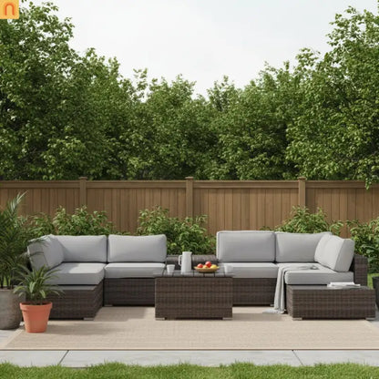 Outdoor Sectional Wicker 4 Person 148" Wide