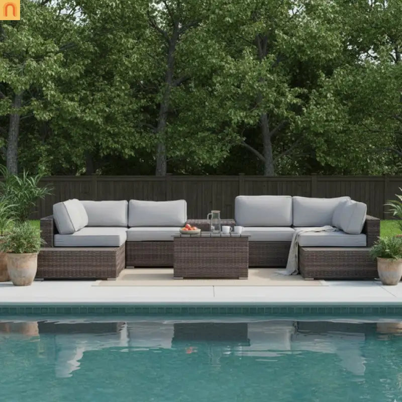 Outdoor Sectional Wicker 4 Person 148" Wide