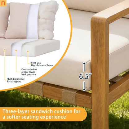 Aluminum Patio Set 4-Piece Gray Wood Grain Cushions