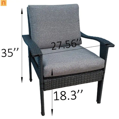 Outdoor Patio Set Rattan Gray 5-Piece Chair Ottoman Table