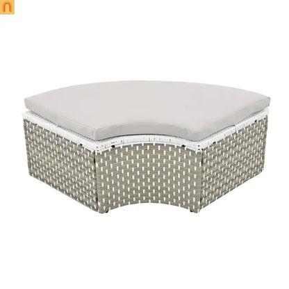 Outdoor Round Sectional Set Rattan Gray Retractable Canopy