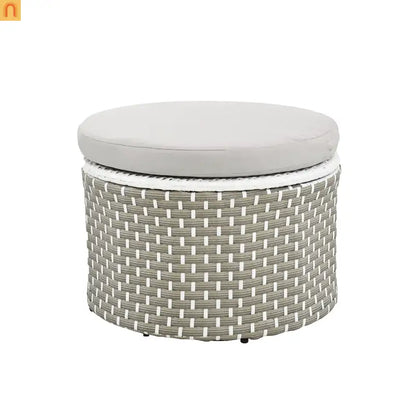 Outdoor Round Sectional Set Rattan Gray Retractable Canopy