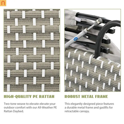 Outdoor Round Sectional Set Rattan Gray Retractable Canopy