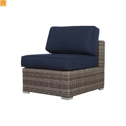 Outdoor Sectional Set Wicker Dark Blue Gray 7 Piece Seats 6