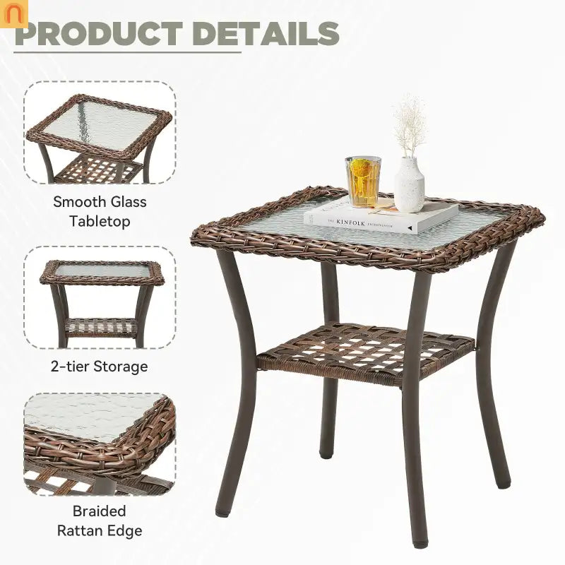 Outdoor Swivel Glider Chair 3-Piece Wicker Set Beige