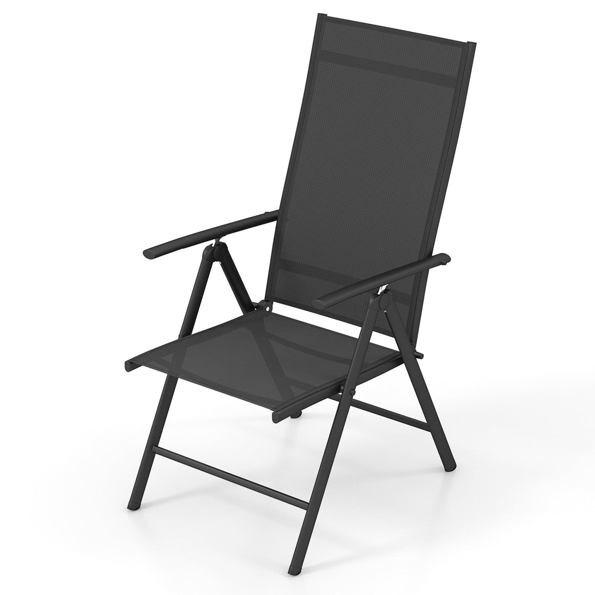 1 Piece Patio Folding Dining Chairs with 7-Level Adjustable High Backrest
