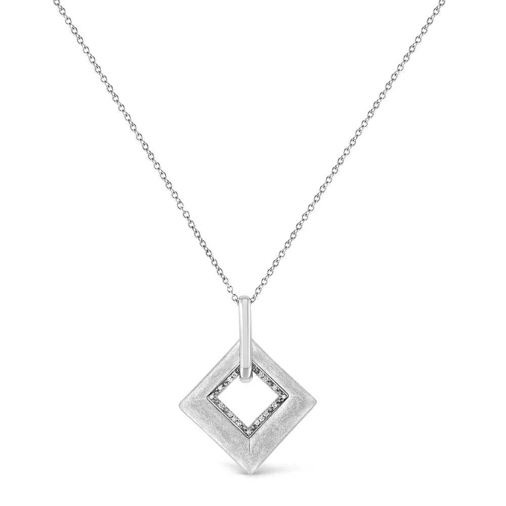Pavé Diamond Kite Pendant Necklace in Sterling Silver 1/20 cttw 18