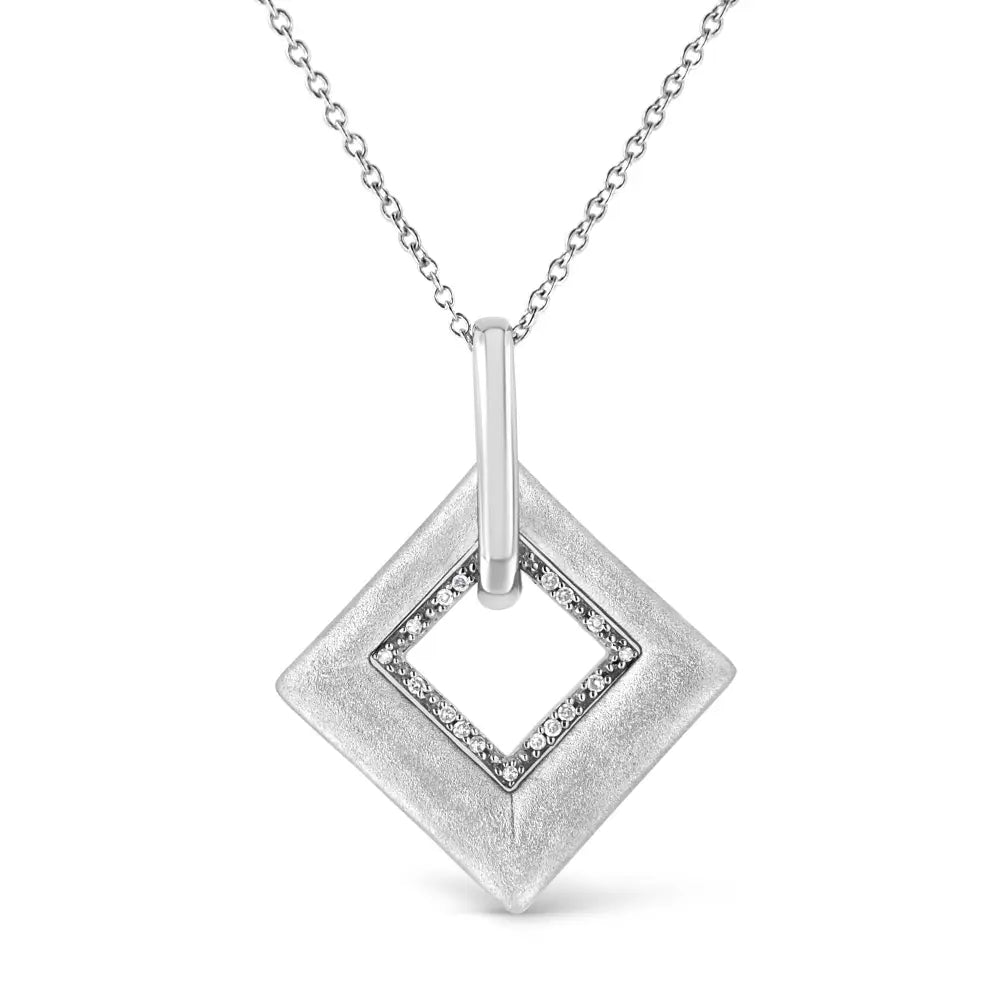 Pavé Diamond Kite Pendant Necklace in Sterling Silver 1/20 cttw 18