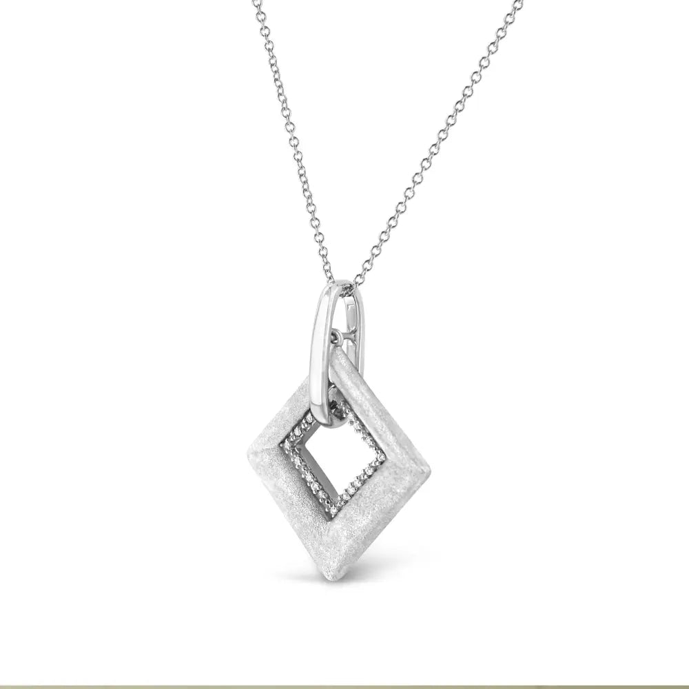 Pavé Diamond Kite Pendant Necklace in Sterling Silver 1/20 cttw 18