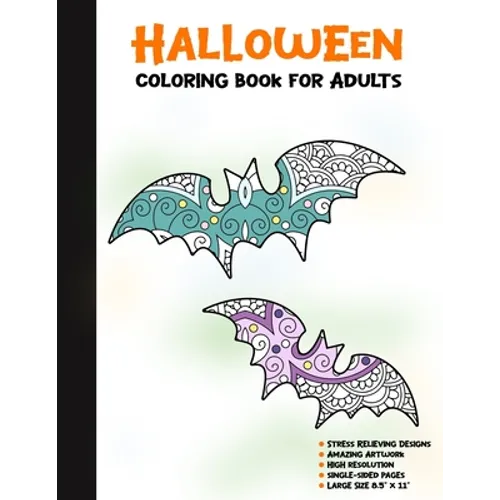 Halloween Coloring Book for Adults: 50 Halloween Illustrations Printed On One Side, Safe For Markers - Fun Craft Activity Gift - Stress Relieving Desi - Paperback