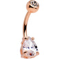 Clear CZ Gem 14k Rose Gold Plated Steel Cry for Me Belly Ring