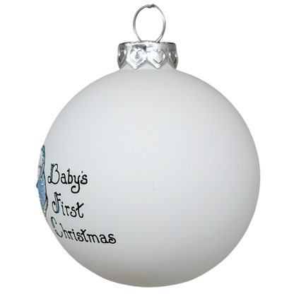 Baby's First Christmas Keepsake Glass Ornament - Blue Booties