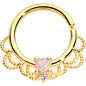 16G 5/16 White Faux Opal Gold Plated Seamless Circular Ring