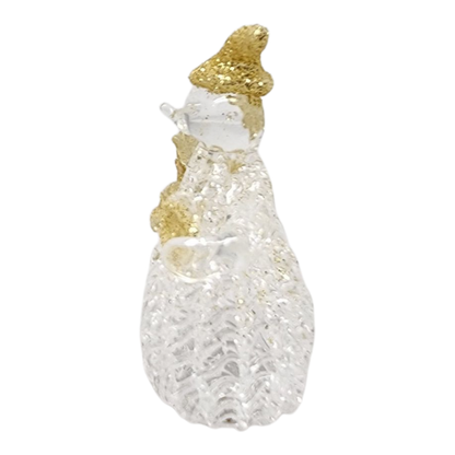 Golden Glitter Glass Snowman Figurine